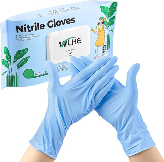 Disposable Gloves, 12” Cleaning Glove, Nitrile Glove Powder Free & Hypoallergenic for Cooking, Household, Pack of 50