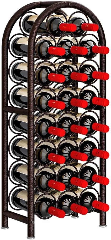 Wine Rack Freestanding Floor Metal Holders Stands Organizer Storage 23 Bottles (Brown)