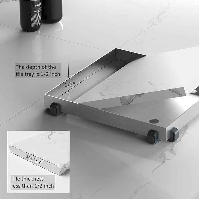 Sharpeye 8 Inch Square Shower Drain with Removable Tile Insert Grate, Brushed 304 Stainless Steel Square Shower Floor Drain, Includes Hair Strainer, CUPC Certified