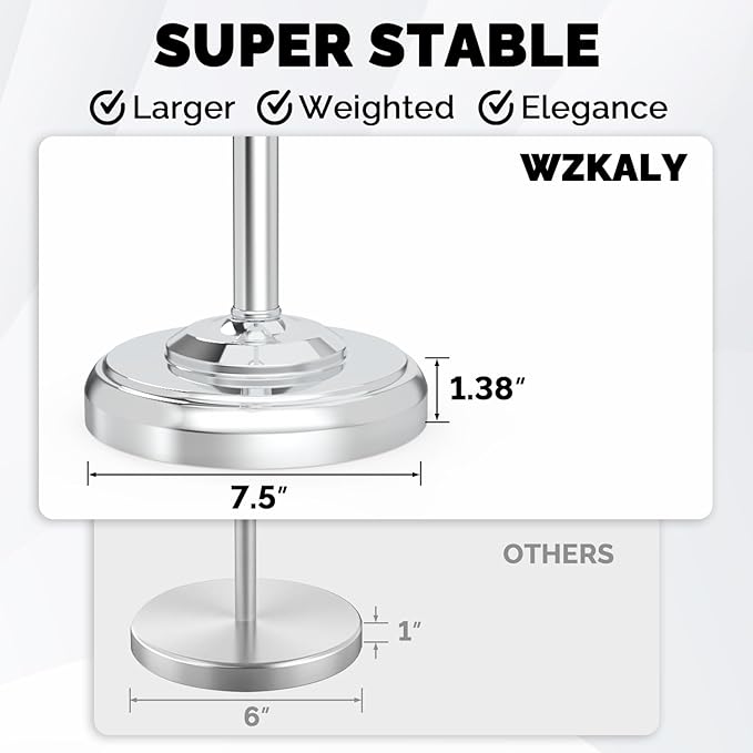 Toilet Paper Holder Stand, Polished Chrome Toilet Paper Holder Free Standing, Post Pivoting Design & Stable Weighted Base SUS304 Stainless Steel for Bathroom(Mega Roll)