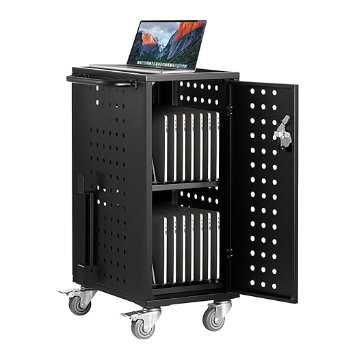 VEVOR 16 Device Charging Station with Lock & Key, Mobile Charging Cart for Chromebook, iPads, Tablet and Laptop, Up to 15.6 in Screen Size, Office and Classroom Locking Charging Station