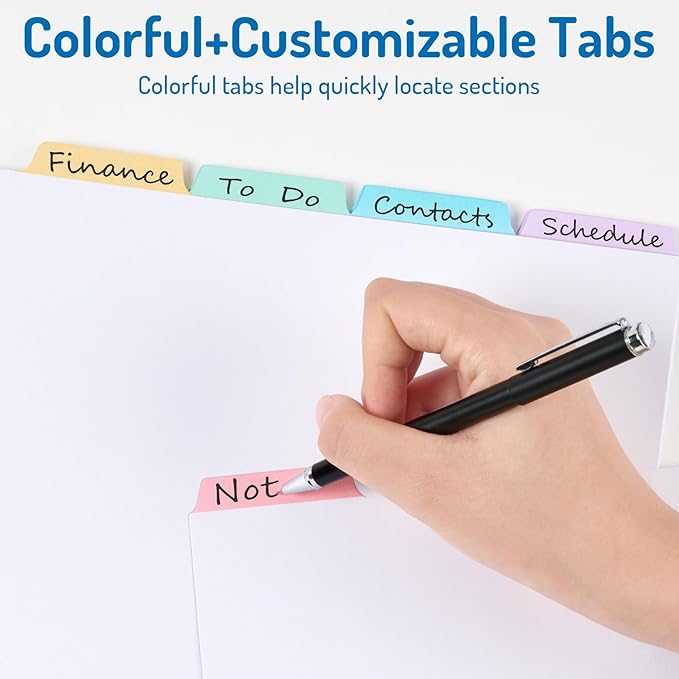 Forvencer Blank Writable Binder Dividers, 1/5 Cut Tabs, 3 Hole Punch Dividers with Reinforced Edge, Binder Dividers with Multicolor Tabs, Letter Size, 20 Sets, 100 Dividers