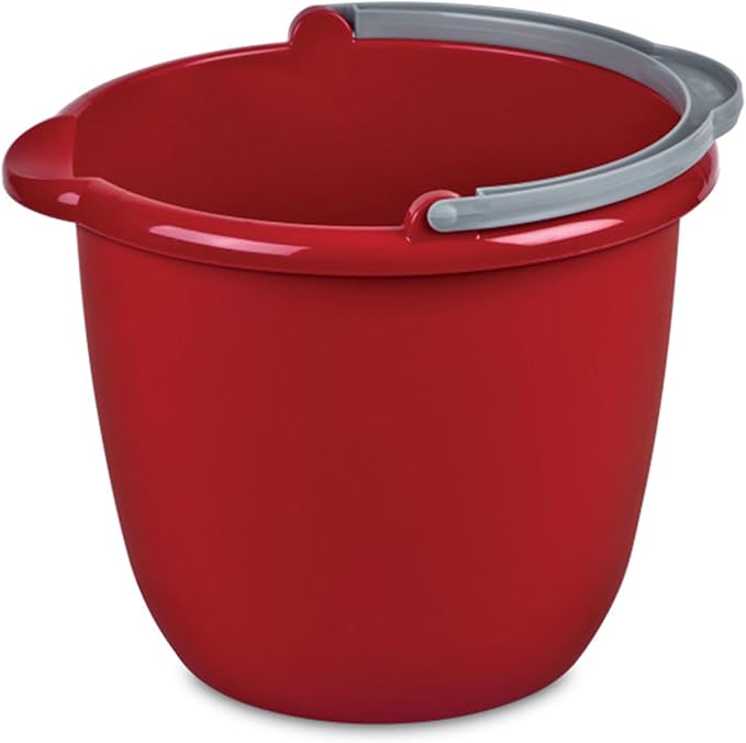 Sterilite 10 Qt Spout Pail with Handle, Bucket for Household Cleaning, Washing The Car, and Mopping, Spout to Easily Pour Water, Red, 36-Pack