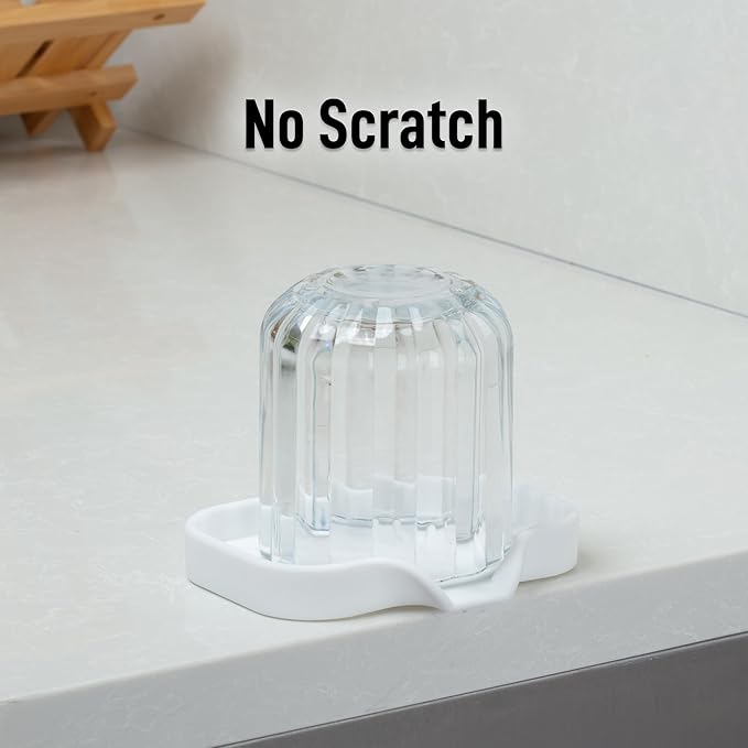 Zulay Kitchen Small Silicone Sponge Holder (4.9x3.3”) – Space-Saving Sink Organizer Tray for Sponge, Soap, Brush & More – Compact Non-Slip Dish for Kitchen & Bathroom (White)