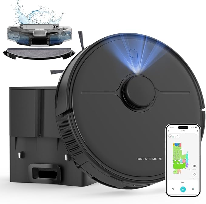 Robot Vacuum and Mop, Robot Vacuum Self Emptying with 5000Pa Suction, 3-in-1 LiDAR Navigation, Home Mapping, No-Go Zones, Up to 60 Days Hands Free Cleaning, Wi-Fi/App/Alexa, Hard Floors, Carpet