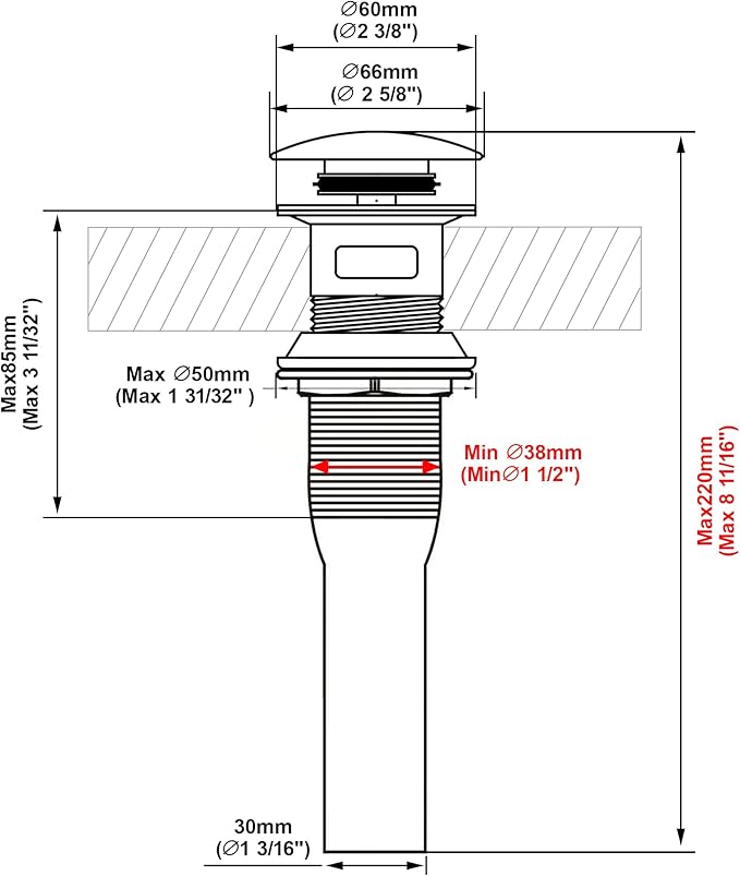 Pop up Sink Drain Stopper with Overflow Brushed Gold for Bathroom Vessel Vanity Sink Art Basin, Big Cap Sink Drain with Overflow, Metal Pop-up Drain Strainer with Detachable Basket Stopper