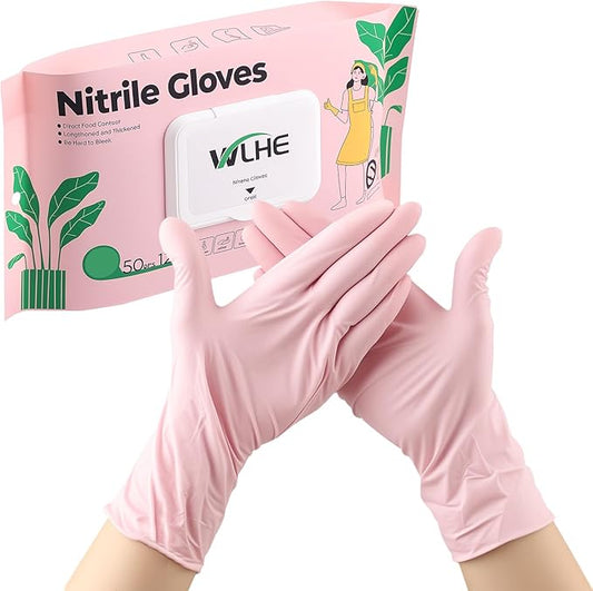 Disposable Gloves, 12” Cleaning Glove, Nitrile Glove Powder Free & Hypoallergenic for Cooking, Household, Pack of 50