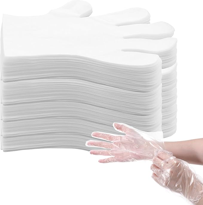 100 Count Disposable Plastic Gloves, Disposable Kitchen Gloves Cleaning Glove Household Safe One Size Fits Most Clear Serving Glove for House Clean