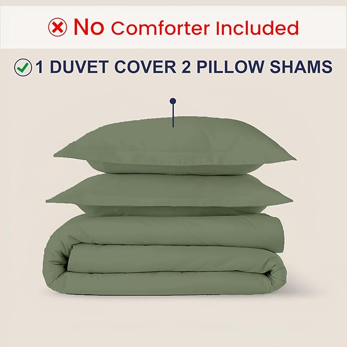 Kotton Culture 120"x98" 3 Pc Oversized King Duvet Cover Set 100% Egyptian Cotton - Luxury 1000 TC Hotel Quality Comforter Cover with Zipper Closure & Corner Ties - Fits Large King Inserts Sage Green