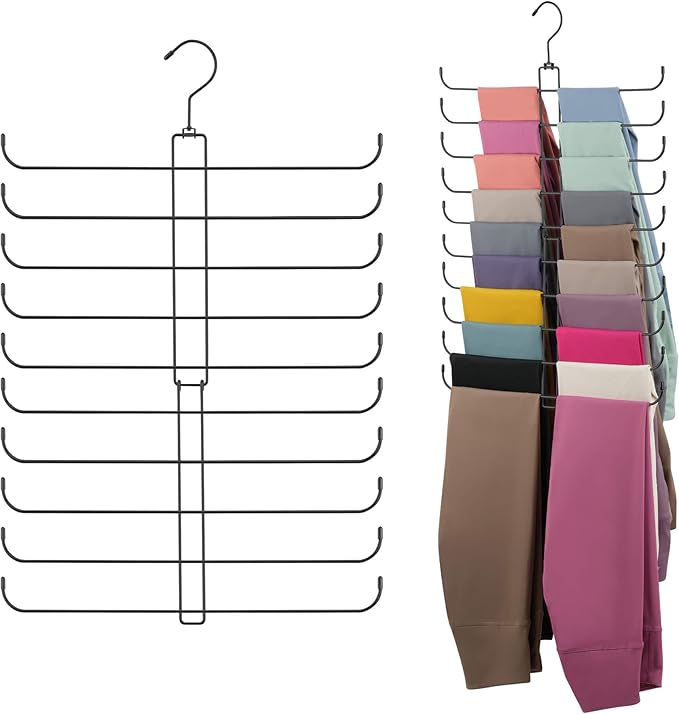ZEDODIER Legging Organizer for Closet, 2 Pack Rotatable Yoga Pants Hanger for Women's XS-XL and Girls' Leggings, Holds Up to 40 Pairs, Space-Saving Closet Organizers and Storage, Black