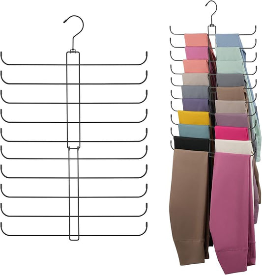 ZEDODIER Legging Organizer for Closet Hanging, Rotatable Yoga Pants Hanger for Women's XS-XL and Girls' Leggings, Holds Up to 20 Pairs Leggings, Space-Saving Closet Organizers and Storage, Black
