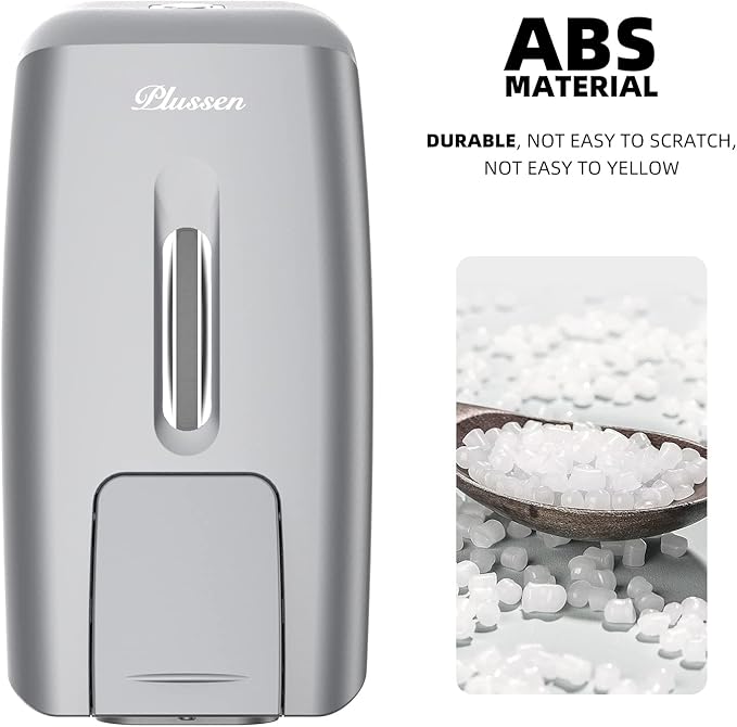 Soap Dispenser Wall Mount Adhesive Commercial Soap Dispenser 800ml No Drill Hand Sanitizer Dispenser for Bathroom Support Liquid and Gel,Silver-PN9088