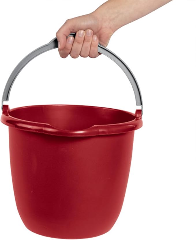 Sterilite 10 Qt Spout Pail with Handle, Bucket for Household Cleaning, Washing The Car, and Mopping, Spout to Easily Pour Water, Red, 24-Pack