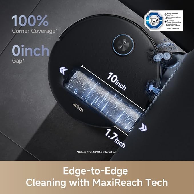MOVA Z60 Ultra Roller Complete Robot Vacuum and Mop, 28,000Pa Suction, Roller Real-Time Flutting Self-Washing, Auto Carpet Shield, Extendable for Edge Cleaning, Anti-tangle DuoBrush, Care-Free Station