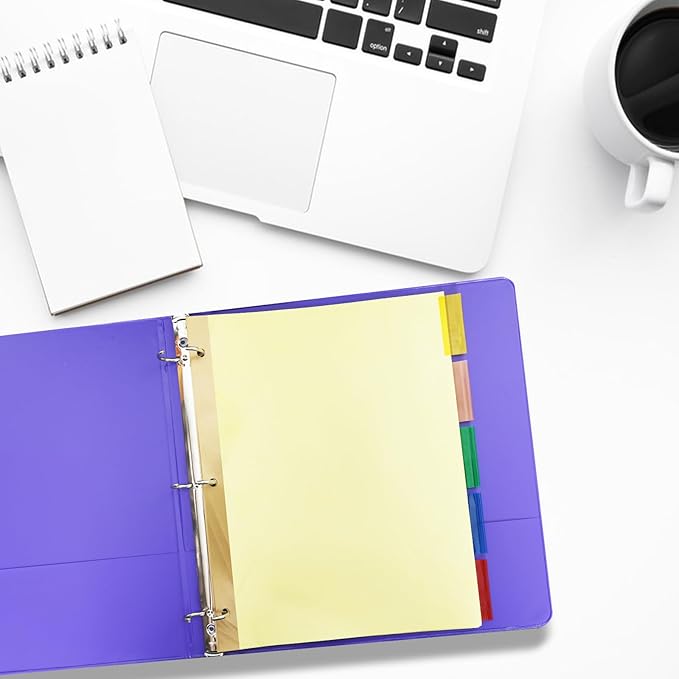 Binder Divider, PANDRI 120 Pack Binder Index Dividers with 5 Insertable Multicolor Big Tabs, Letter Size Paper Binder Divider for School Office Home Business