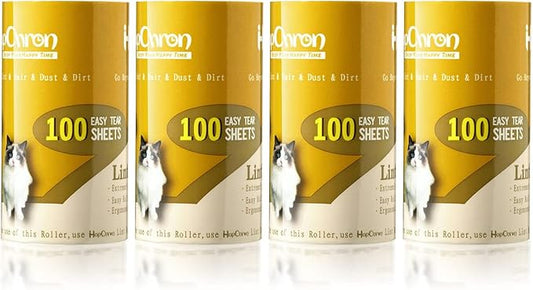 Extra Sticky Lint Roller Refills Only, Total 400 Easy Tear Sheets, Insert Tube Measures 1.5" and Fits Most 3.9"-4" Standard Size Lint Roller Handle, Works Great On Pet Hair(Pack of 4)