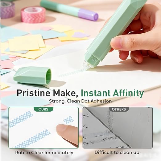 4Pcs Double Sided Tape Pens, 2025 New Multipurpose Double Sided Tape Roller for Scrapbooking, Gift Wrapping, Photo Mounting, Gradient Color DIY Handwork Glue Stick for School Office & Crafts (Green)