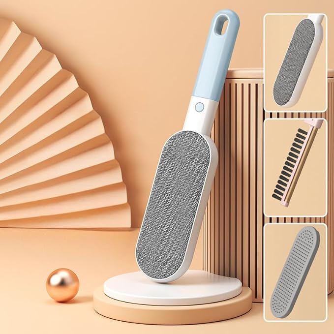 Travel Size Lint Brushes for Clothes, Cat Dog Hair Remover for Lundary, Self-Cleaning Lint Remover for Bed Sofa Coat, Best Hair Cleaning Brushes Better Than Lint Roller (Mini Blue)