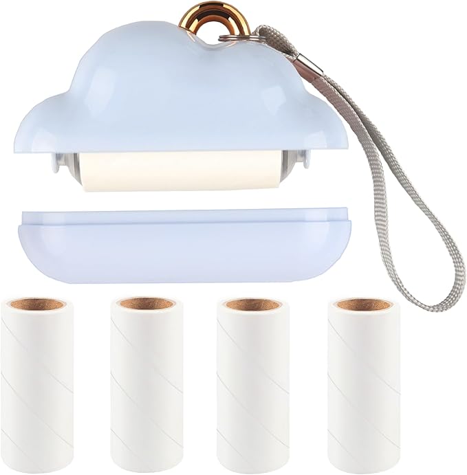 Mini Lint Roller Travel Size, Reusable Pet Hair Remover for Clothes with 150 Refillable Sheets (Blue)