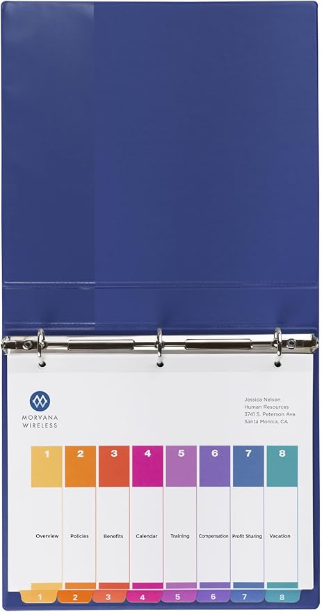 Avery Dividers for 3 Ring Binders, 8 Tabs per Set, Customizable Table of Contents, Multicolor Tabs, Great for Organizing Reports, Projects, and More (11133)
