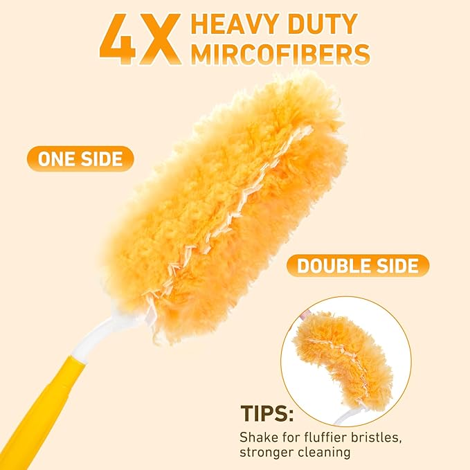 60 Count Heavy Duty Duster Refills for Swiffer, Multisurface 360° Larger Size Dusters with 4X Microfibers, Disposable Dusters for Pet, Cleaning Home, Blinds, Fans, Corners (60 pcs-Orange)