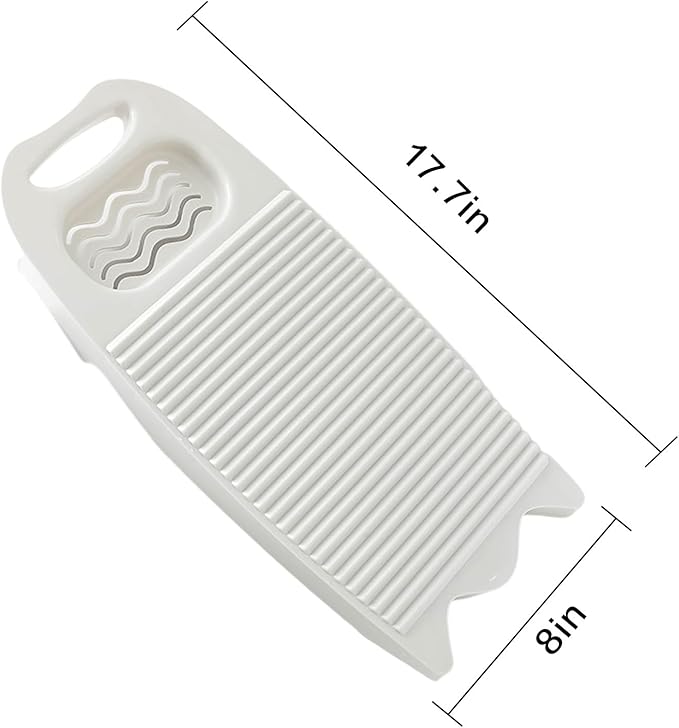 Wash Board, Washboard for Hand Washing Clothes, Plastics Laundry Scrub Board Household With Holder Portable (D-off-white+multifunctional soap dish+soft bristle brush)