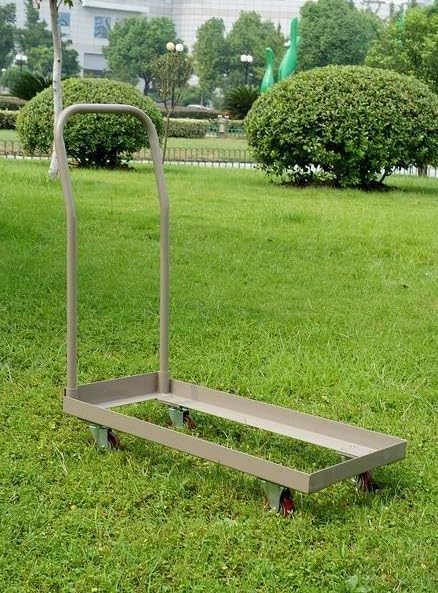 TentandTable Tan Folding Chair Cart Rolling Push Dolly, Commercial Grade Steel Frame, Storage Capacity 50 Chairs