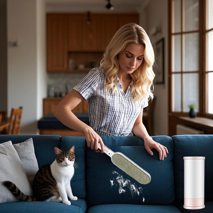 Lint Brushes for Clothes, Cat Dog Hair Remover for Lundary, Self-Cleaning Lint Remover for Bed Sofa Coat, Best Hair Cleaning Brushes Better Than Lint Roller (Large Pink)