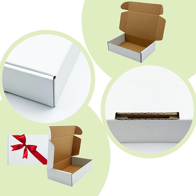 White Shipping Boxes 8x5x2 inch 50 Pack,Corrugated Boxes Mailer Packaging for Mailing Small Business，E-Commerce Gift Boxes for Wrapping Present Moving Storage Heavy Duty Recycled Cardboard Boxes