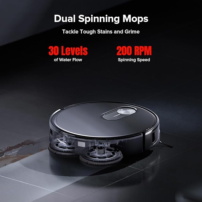 roborock Qrevo Slim Robot Vacuum and Mop Combo, 8.2cm Ultra-Slim, 3D Sensing Tech, Advanced Obstacle Recognition, 11,000Pa Suction, FlexiArm Side Brush & Mop, Auto Mop Washing & Drying, Self-Emptying