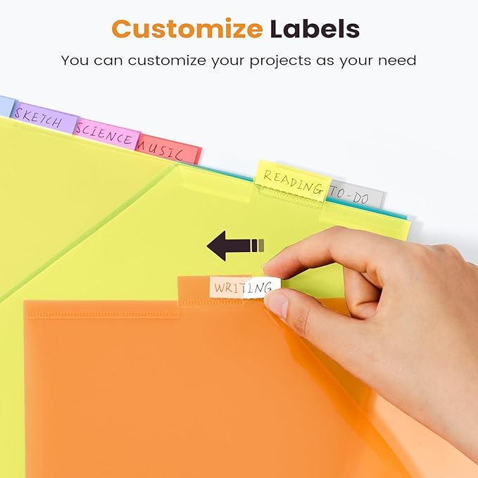 Sooez 48 Count Dividers with Pockets, 8 Tabs Binder Dividers for 3 Ring Binders, Binder Dividers with tabs, Binder Divider with Pockets for US Letter Size, Insertable Big Tabs, Multicolor, 6 Sets