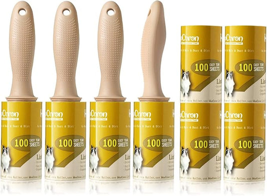 Lint Rollers Extra Sticky for Pet Hair [800 Sheets/4 Handles], Lint Remover Go Beyond Animal Fur, Dust and Other Dirt, Dog & Cat Hair Remover Rollers for Clothes, Furniture, Carpet, Car