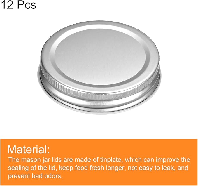 uxcell Mason Jar Lids, 12 Pcs - Tinplate Canning Lids Regular Mouth Leak Proof Fits Storage Jars (Silver)