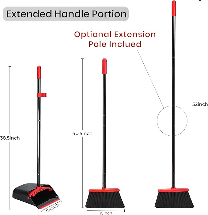 TreeLen Broom and Dustpan Set for Home,Upright Broom and Dustpan Combo Sweep Set