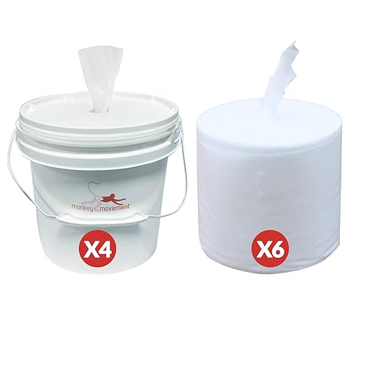 Dry Wipe Kit: 7200 Wipes (7" x 6"): Make Your Own Wet Wipes Using Your Preferred Cleaning Solution: 6 Mega Rolls + 4 Dispensing Buckets