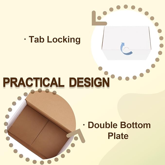 WIFTREY 10x6x6 White Shipping Boxes Set of 20, Corrugated Cardboard Box 10 x 6 x 6 for Mailing Packing Gifts, Shipping Small Business