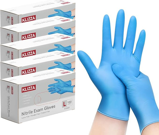 Nitrile Gloves Disposable, Latex and Powder Free Cleaning Rubber Gloves, 4 Mil Thick Safe for Food Prep, Cooking, Exam