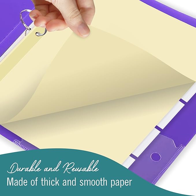 5-Tab Binder Dividers for 3 Ring Binder, Insertable Clear Big Tabs, Letter Size Paper Divider, 8.5 x 11 inch, 6 Sets (30 Dividers Total)