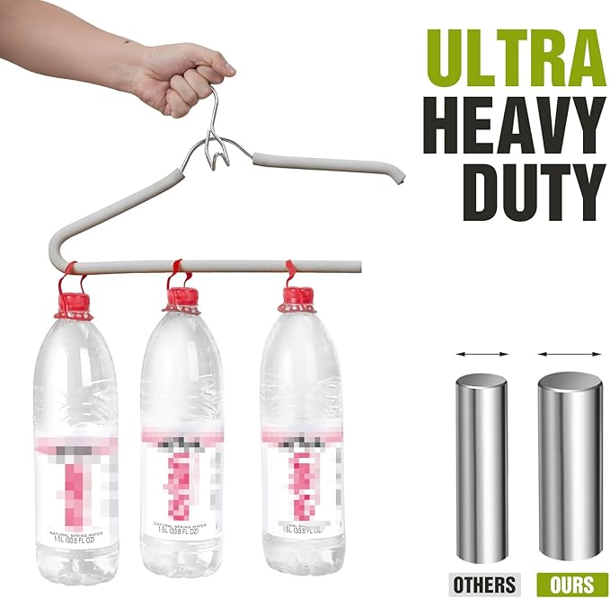 Spring Fever Foam Padded Clothes Hangers with Hooks - Sponge Non Slip Chrome Plating Heavy Duty Space Saving Open Ended for Women Men Pants Coat Green-Grey 5 Pack