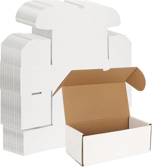WIFTREY 50 Pack 8x4x3 Small Shipping Boxes for Packing Small Business, White Corrugated Cardboard mailing Box for Shipping