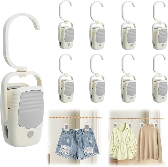 VinBee 9 PCS Laundry Hooks with Clips,Clothes Pins with Hooks for Hanging Clips,Hook with Clip,Clip Hook Hanger,Towelsclip,Towel Organizers for Bathroom,Closet-Non-Metal Clips for General use