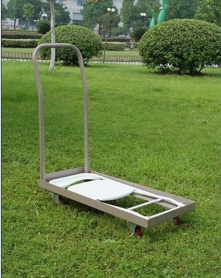 TentandTable Tan Folding Chair Cart Rolling Push Dolly, Commercial Grade Steel Frame, Storage Capacity 50 Chairs