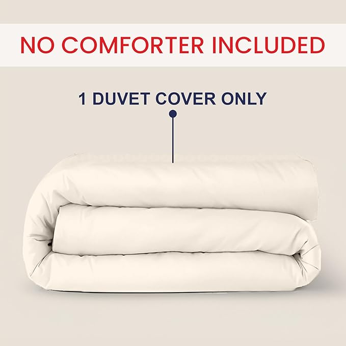Kotton Culture 120"x120" 1 Pc Super King Plus/Super Oversize King Duvet Cover Only 100% Egyptian Cotton - 1000 TC, Zipper Closure & Corner Ties - Fits Only Extra Large Inserts - Butter
