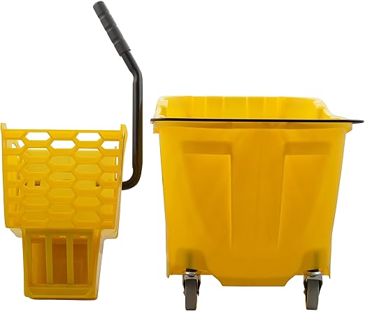 Carlisle FoodService Products Omnifit Mop Bucket with Wringer for Floor Cleaning, Restaurants, Office, And Janitorial Use, Polypropylene, 35 Quarts, Yellow