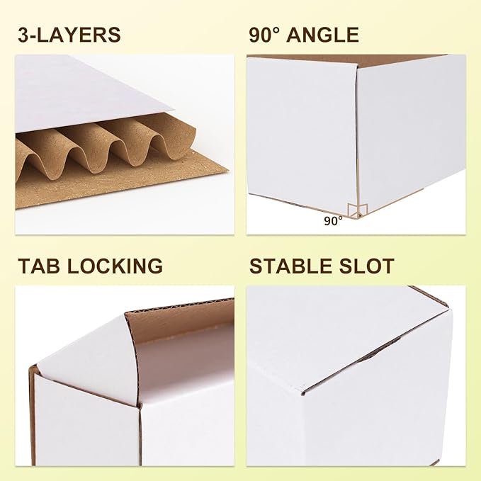 WIFTREY 50 Packs 4X3X2 Small Shipping Boxes, White 4 x 3 x 2 inches Corrugated Cardboard Box for Packaging Small Business, Card Boxes, Mailer for Storage