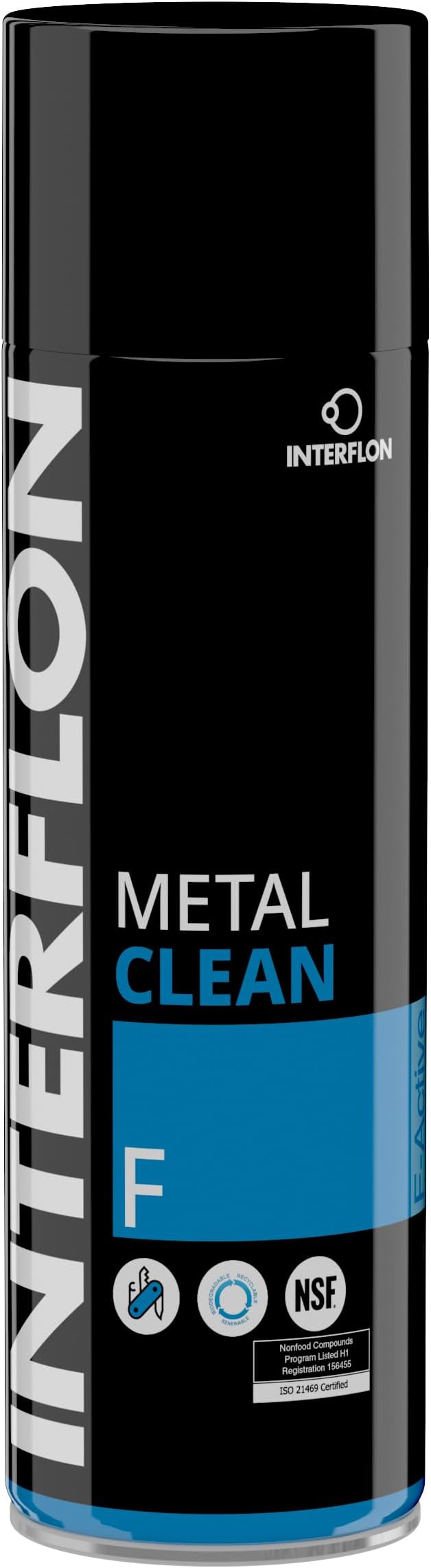 Interflon Metal Clean F - Industrial Metal Cleaner And Degreaser – NSF H1 Food Safe Cleaner – 500ml Aerosol Heavy Duty Degreaser Spray - Removes Oil and Grease From Surfaces- Use In Food Processing