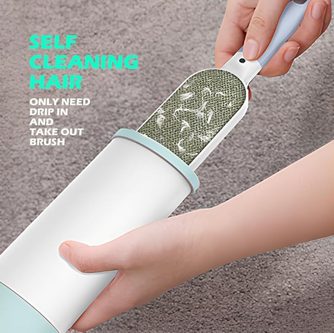 2PCS Lint Brushes for Clothes, Cat Dog Hair Remover for Lundary, Self-Cleaning Lint Remover for Bed Sofa Coat, Best Hair Cleaning Brushes Better Than Lint Roller (Large Blue and Mini Pink)