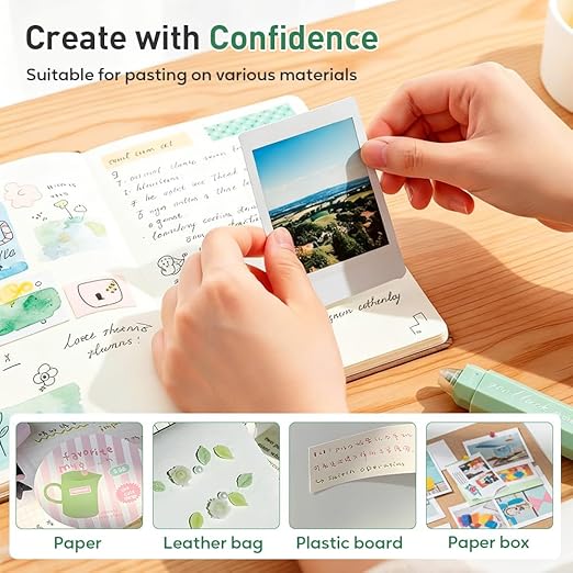 4Pcs Double Sided Tape Pens, 2025 New Multipurpose Double Sided Tape Roller for Scrapbooking, Gift Wrapping, Photo Mounting, Gradient Color DIY Handwork Glue Stick for School Office & Crafts (Green)