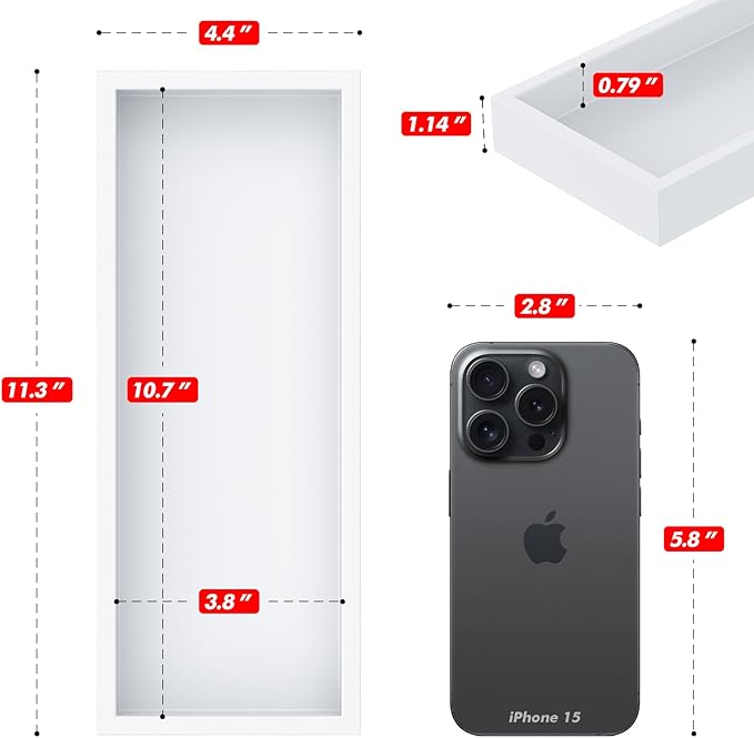 ZHWS Bathroom Vanity Tray for Countertop Decor Perfume Jewelry Toiletries, Toilet Tank Tray for Candle Bamboo Kitchen Tray for Soap Dispenser Spice Coffee Set of 2 11.3’’L x 4.4’’W x 1.14’’H