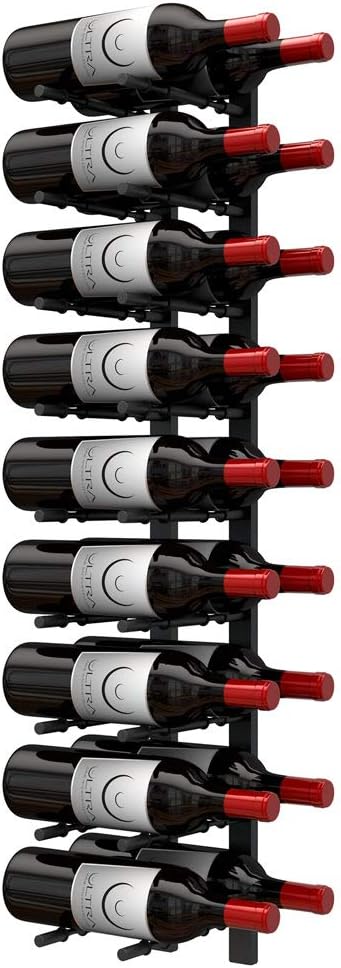 Ultra Wine Racks Wall Mounted Label-Out Wine Racks (3 Foot 2 Deep, Matte Black, 18 Wine Bottles) - Modern Metal Wine Storage, Modular Design for Home Bar, Kitchen, Dining Rooms, & Wine Cellars